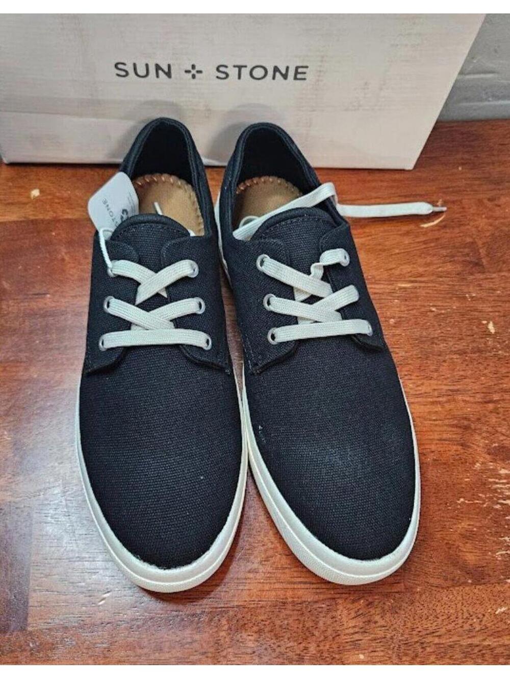 Sun Stone Men’s Kiva Black Cushioned Lace Up Sneakers Shoes 10M